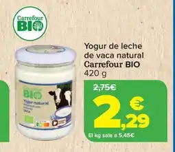 Carrefour CARREFOUR BIO Yogur de leche de vaca natural oferta
