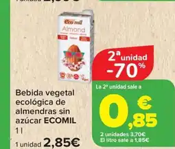 Carrefour ECOMIL Bebida vegetal ecológica de almendras sin azúcar oferta