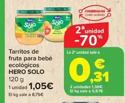 Carrefour HERO SOLO Tarritos de fruta para bebé ecológicos oferta