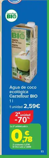 Carrefour CARREFOUR BIO Agua de coco ecológica oferta