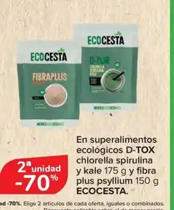 Carrefour En superalimentos ecológicos D-TOX chlorella spirulina y kale y fibra plus psyllium oferta