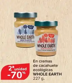 Carrefour WHOLE EARTH En cremas de cacahuete ecológicas oferta