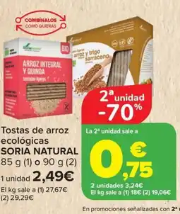 Carrefour SORIA NATURAL Tostas de arroz ecológicas oferta