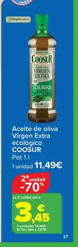 Carrefour COOSUR Aceite de oliva Virgen Extra ecológico oferta