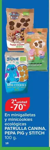 Carrefour PATRULLA CANINA, PEPA PIG Y STITCH En minigalletas y minicookies ecológicas oferta