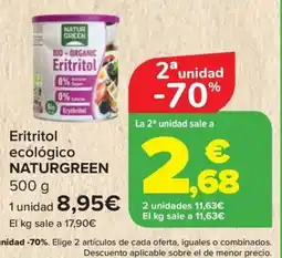 Carrefour NATURGREEN Eritritol ecológico oferta