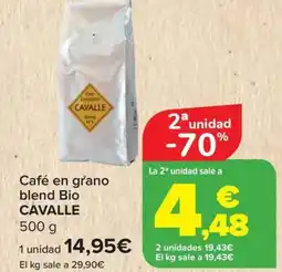 Carrefour CAVALLE Café en grano blend Bio oferta
