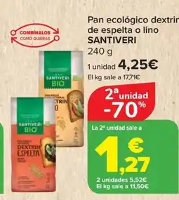 Carrefour SANTIVERI Pan ecológico dextrin de espelta o lino oferta