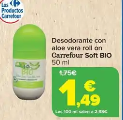 Carrefour CARREFOUR SOFT BIO Desodorante con aloe vera roll on oferta
