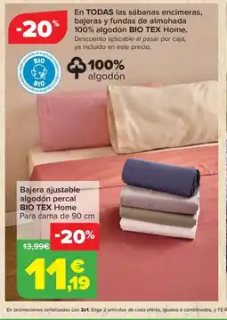 Carrefour BIO TEX Bajera ajustable algodón percal oferta