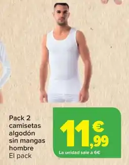 Carrefour Pack 2 camisetas algodón sin mangas hombre oferta