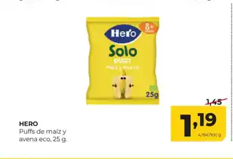 Alimerka HERO Puffs de maíz y avena eco oferta