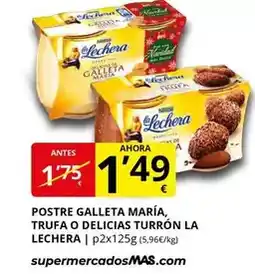 Supermercados MAS La lechera - postre galleta maría trufa o delicias turron oferta
