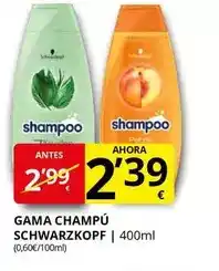 Supermercados MAS Schwarzkopf - gama champú oferta