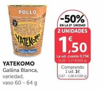 SPAR Yatekomo Gallina Blanca Variedad Vaso 60 - 64g oferta
