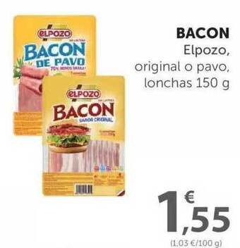 SPAR Bacon Elpozo Original O Pavo Lonchas 150g oferta