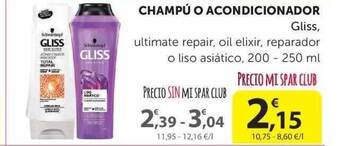 SPAR Champú O Acondicionador Gliss oferta