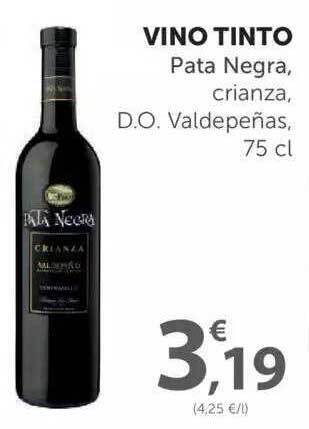 SPAR Vino Tinto Pata Negra Crianza D.o. Valdepeñas 75cl oferta