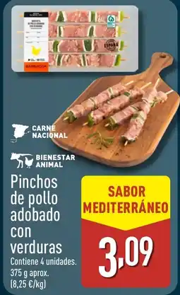 ALDI Pinchos de pollo adobado con verduras oferta