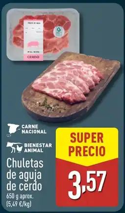 ALDI Chuletas de aguja de cerdo oferta