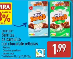ALDI CHOCEUR Barritas de barquillo con chocolate rellenas oferta