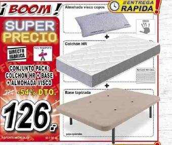 Conjunto Pack : Colchon Hr + Base + Almohada Visco
