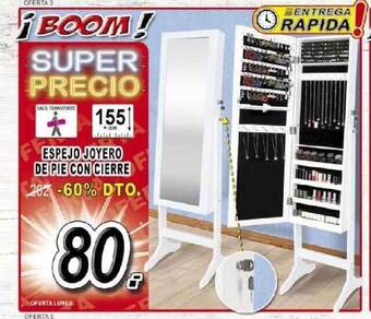 Muebles Boom Espejo Joyero De Pie Con Cierre oferta