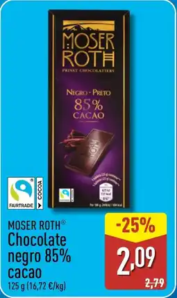 ALDI MOSER ROTH Chocolate negro 85% cacao oferta