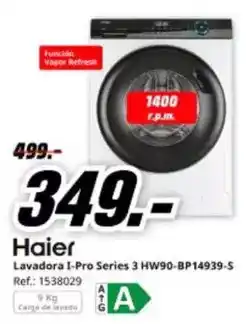 Haier - lavadora i-pro series 3 hw90-bp14939-s