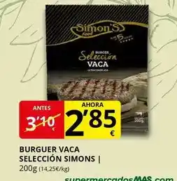 Supermercados MAS Simon's - burguer vaca seleccion oferta