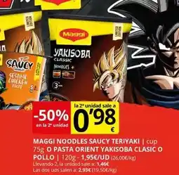 Supermercados MAS Maggi - noodles saucy teriyaki | cup o pasta orient yakisoba clasic o pollo oferta