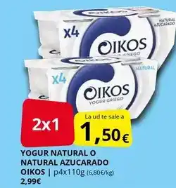Supermercados MAS Oikos - yogur natural o natural azucarado oferta