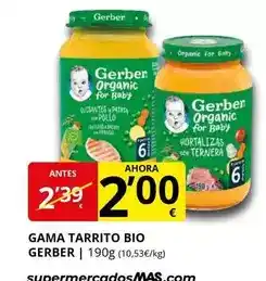 Supermercados MAS Gerber - gama tarrito bio oferta