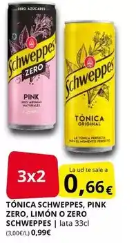 Supermercados MAS Schweppes - tónica , pink zero, limón o zero oferta