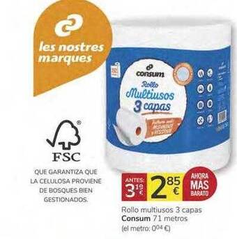 Consum Rollo Multiusos 3 Capas Consum 71 Metros oferta