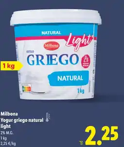 Lidl MILBONA Yogur griego natural light oferta