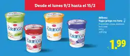 Lidl MILBONA Yogur griego con fruta oferta