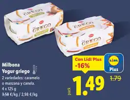 Lidl MILBONA Yogur griego oferta