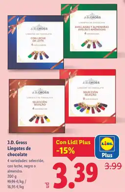 Lidl J.D.GROSS Lingotes de chocolate oferta