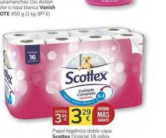 Consum Scottex Papel Higiénico Doble Capa Original16 rollos oferta