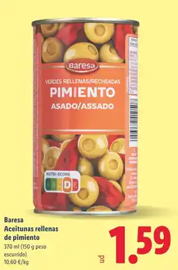 Lidl BARESA Aceitunas rellenas de pimiento oferta