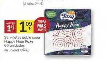 Consum Foxy Servilletas Doble Capa Happy Hour 60 unidades oferta