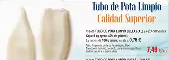 Abordo Perfecto - tubo de pota limpio calidad superior oferta