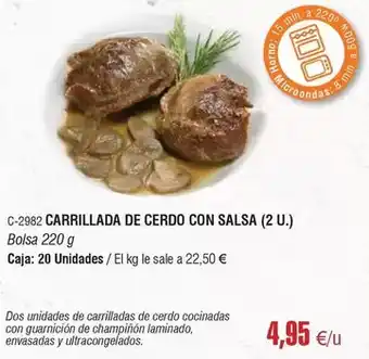 Abordo Carrillada de cerdo con salsa oferta
