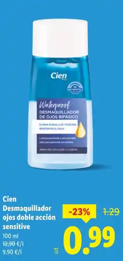 Lidl CIEN Desmaquillador ojos doble acción sensitive oferta