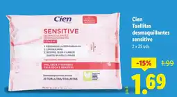 Lidl CIEN Toallitas desmaquillantes sensitive oferta