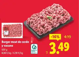 Lidl Burger meat de cerdo y vacuno oferta