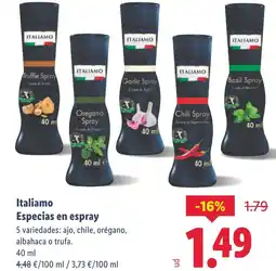 Lidl ITALIAMO Especias en espray oferta