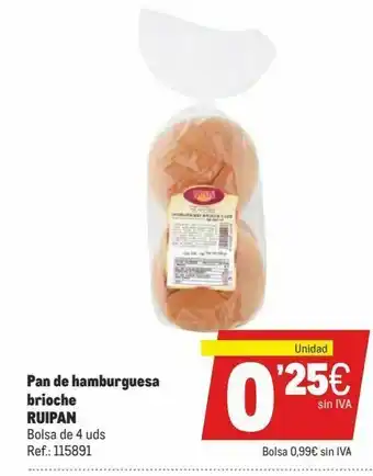 Makro Pan de hamburguesa ruipan oferta