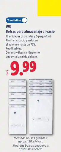 Lidl W5 Bolsas para almacenaje al vacío oferta